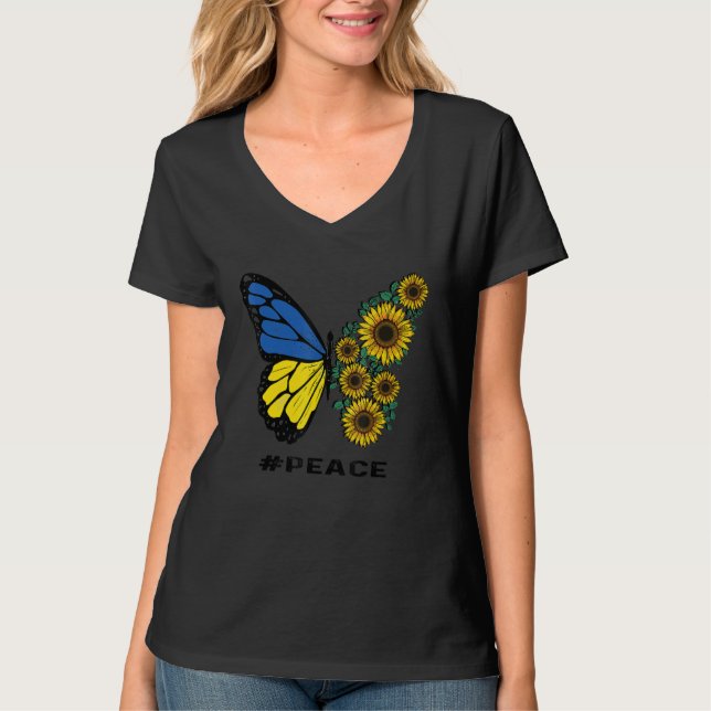 Butterfly Sunflower, # Peace T-Shirt (Front)