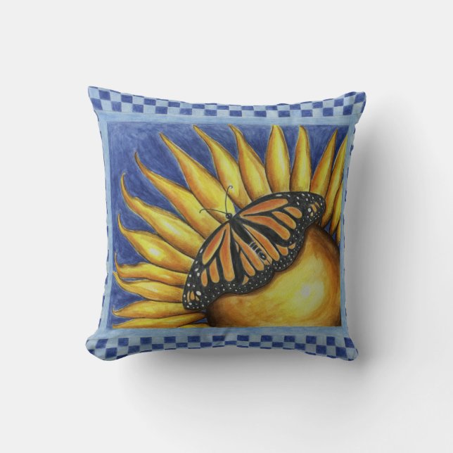 Butterfly Sunflower Pillow (Front)