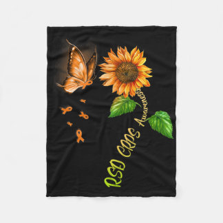 Butterfly Sunflower Rsd Crps Awareness  Fleece Blanket