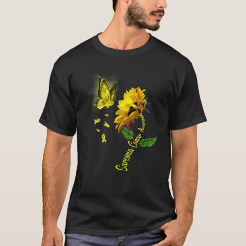 Butterfly Sunflower Sarcoma Cancer Awareness T_Shirt