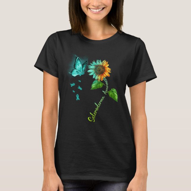 Butterfly Sunflower Scleroderma Awareness T-Shirt (Front)