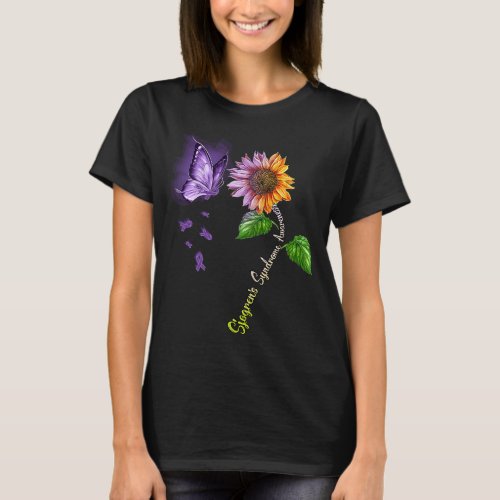 Butterfly Sunflower Sjogrens Syndrome Awareness T_Shirt