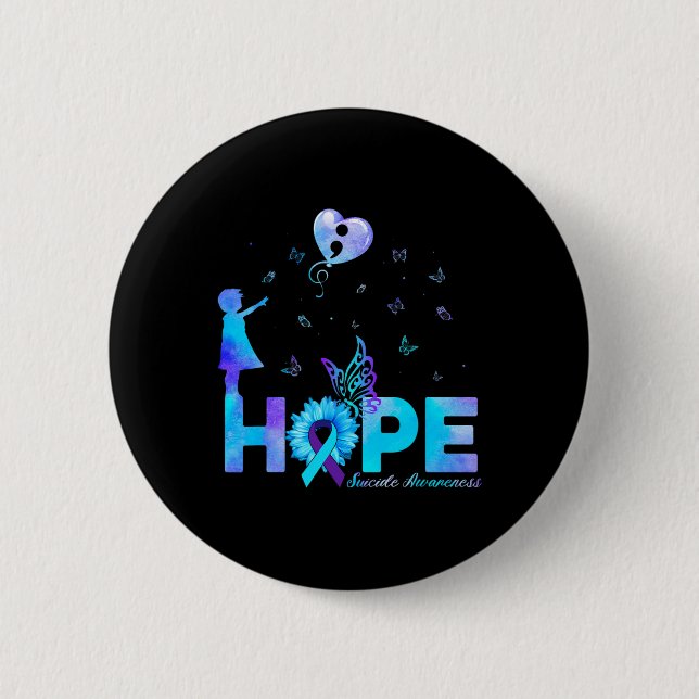 Butterfly Sunflower Suicide Prevention Awareness  Button (Front)