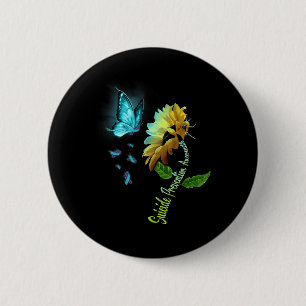 Butterfly Sunflower Suicide Prevention Awareness Button
