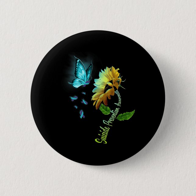 Butterfly Sunflower Suicide Prevention Awareness  Button (Front)