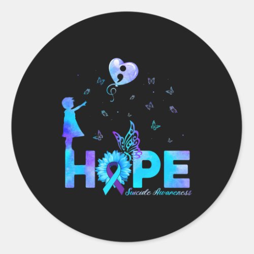 Butterfly Sunflower Suicide Prevention Awareness  Classic Round Sticker