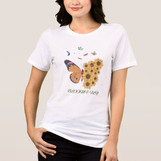 Butterfly & Sunflower T-Shirt – Watercolor Floral Tri-Blend Shirt