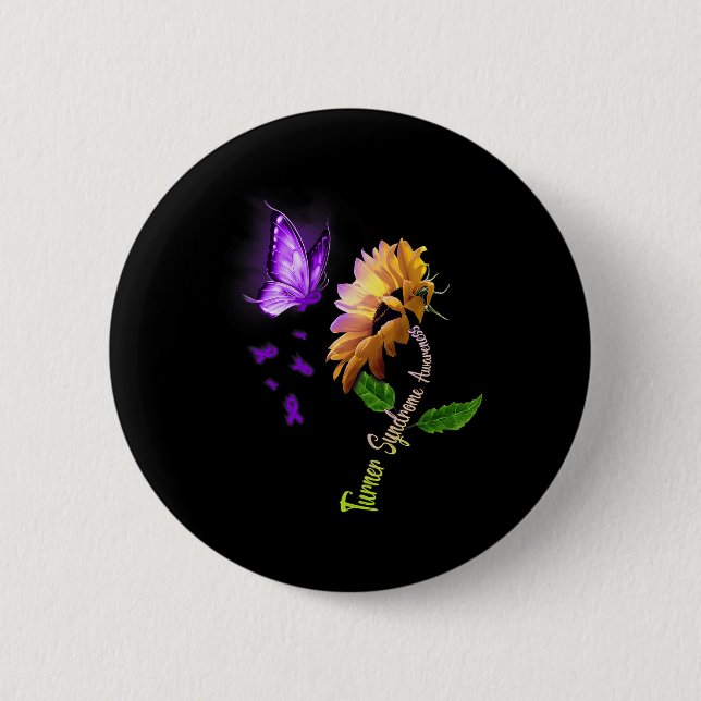 Butterfly Sunflower Turner Syndrome Awareness  Button (Front)