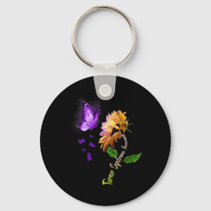 Butterfly Sunflower Turner Syndrome Awareness Keychain