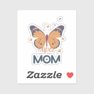 Butterfly Super MOM  Sticker
