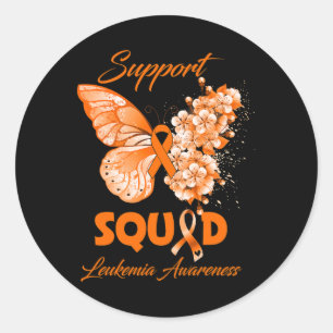Butterfly Support Squad Leukemia Awareness  Classic Round Sticker