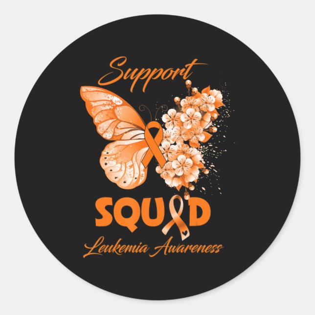 Butterfly Support Squad Leukemia Awareness  Classic Round Sticker (Front)