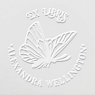 Butterfly SV Ex Libris Library Book Name Round Embosser