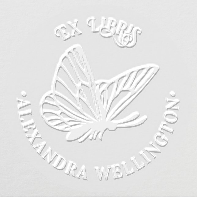 Butterfly SV Ex Libris Library Book Name Round Embosser (Design)