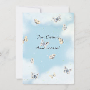 Butterfly Swarm in Dreamy Blue Sky Custom Note Card
