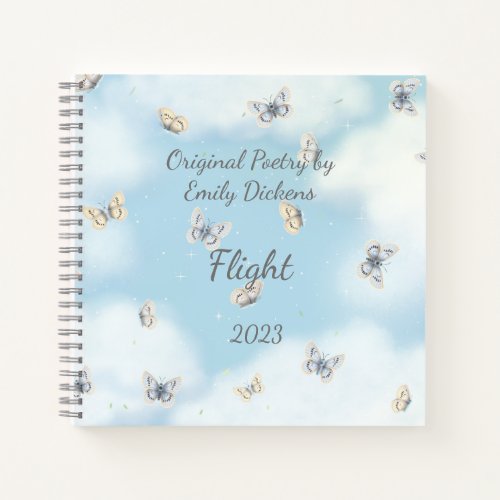 Butterfly Swarm in Dreamy Blue Sky Personalized Notebook