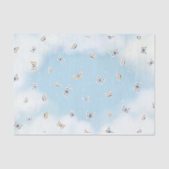 Butterfly Swarm in Dreamy Blue Sky Tissue Paper (Front)