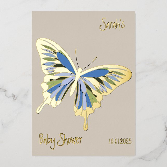 Butterfly Sweet Palette Baby Shower Gold Foil Invitation (Front)