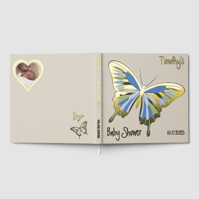 Butterfly Sweet Palette Baby Shower Rose Gold Foil Guest Book (Full)