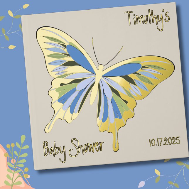 Butterfly Sweet Palette Baby Shower Rose Gold Foil Guest Book (Creator Uploaded)