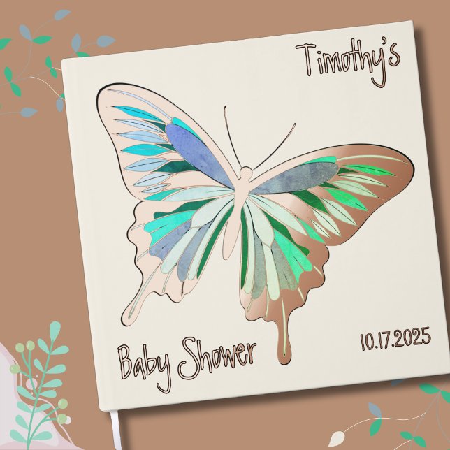 Butterfly Sweet Palette Baby Shower Rose Gold Foil Guest Book (Creator Uploaded)