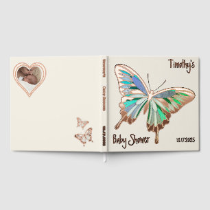 Butterfly Sweet Palette Baby Shower Rose Gold Foil Guest Book