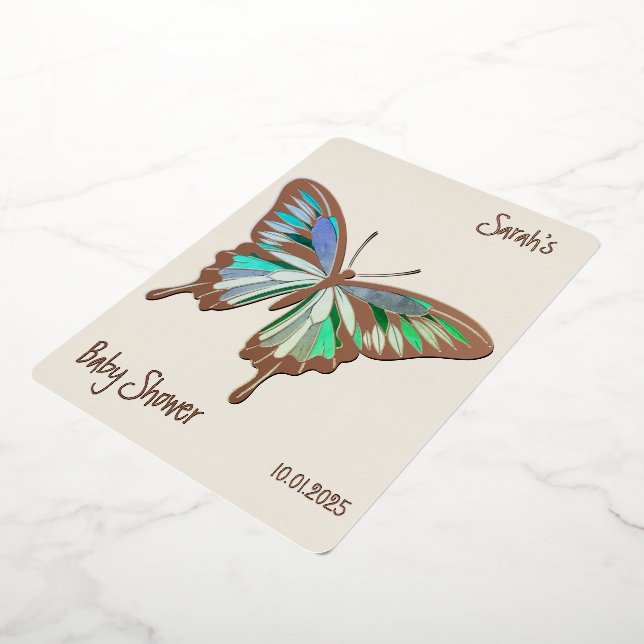 Butterfly Sweet Palette Baby Shower rose gold Foil Invitation (Rotated)