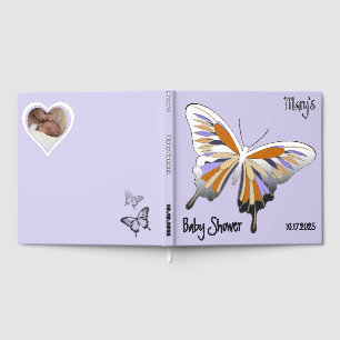 Butterfly Sweet Palette Baby Shower Silver Foil  Foil Guest Book