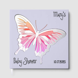 Butterfly Sweet Palette Baby Shower Silver Foil Foil Guest Book