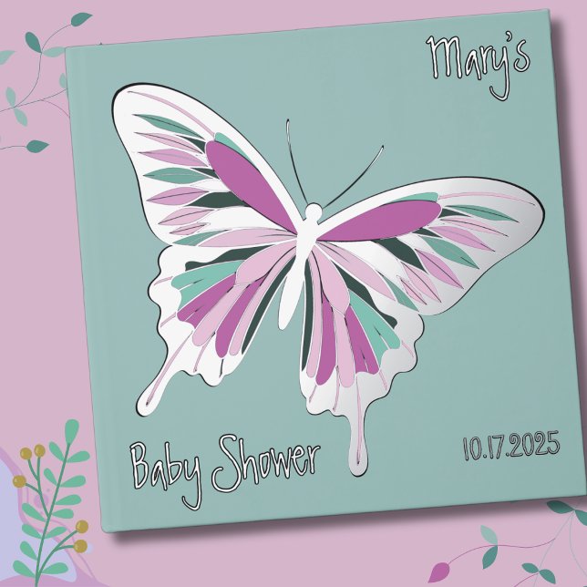 Butterfly Sweet Palette Baby Shower Silver Foil  Foil Guest Book (Creator Uploaded)