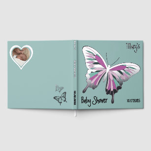 Butterfly Sweet Palette Baby Shower Silver Foil  Foil Guest Book