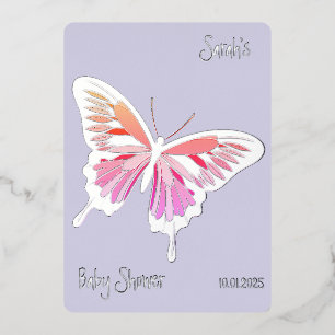 Butterfly Sweet Palette Baby Shower silver  Foil Invitation