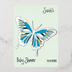 Butterfly Sweet Palette Baby Shower silver Foil Invitation