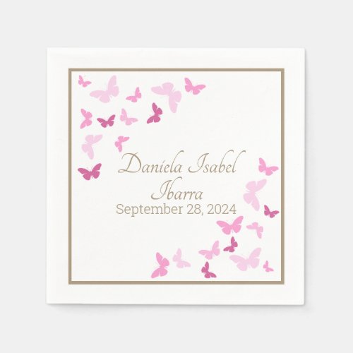 Butterfly Sweet Sixteen Quinceanera Shower Napkins