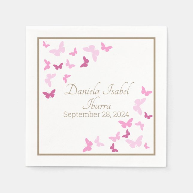 Butterfly Sweet Sixteen Quinceanera Shower Napkins (Front)