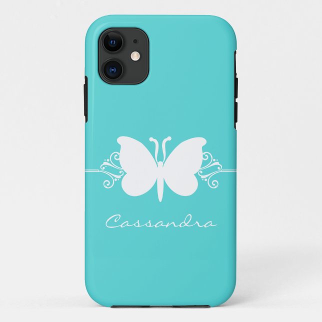 Butterfly Swirl CM ID iPhone 5 Case, Aqua Case-Mate iPhone Case (Back)