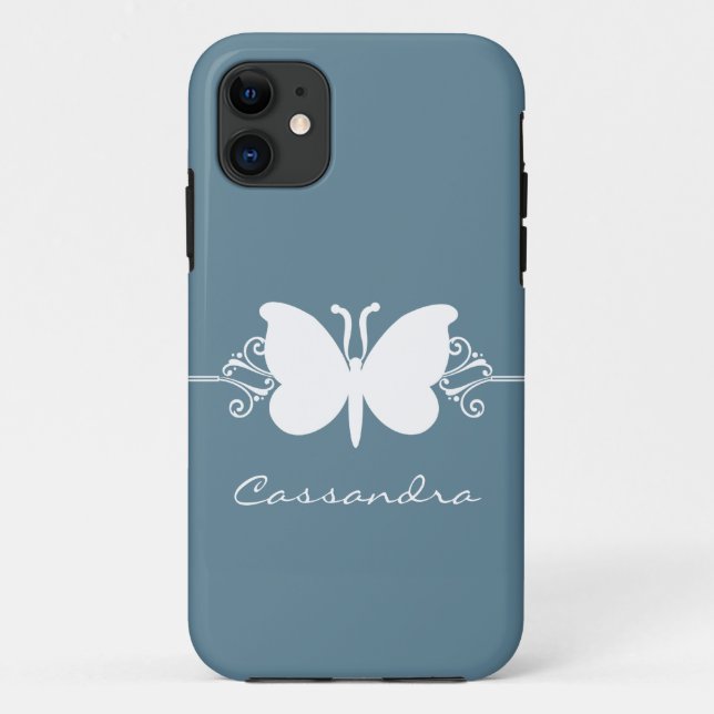 Butterfly Swirl CM ID iPhone 5 Case, Blue Case-Mate iPhone Case (Back)