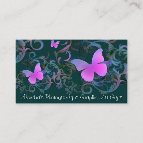 Butterfly Swirl (green) Business Card Templates