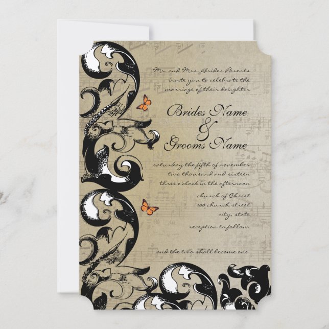 Butterfly Swirl Wedding Invitation (Front)
