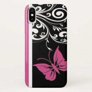 Butterfly Swirls Cranberry Pink iPhone X Case
