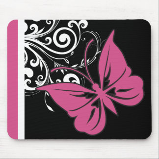 Butterfly Swirls Cranberry Pink Mouse Pad