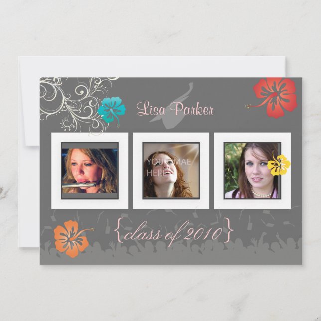 Butterfly/Swirls/tropical flowers photos Invitation (Front)