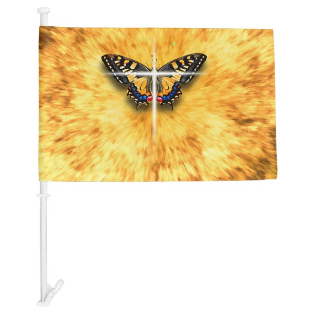 Butterfly Symbolizes Resurrection of Jesus Christ Car Flag (Front)