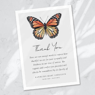 Butterfly Sympathy Funeral Thank You Card