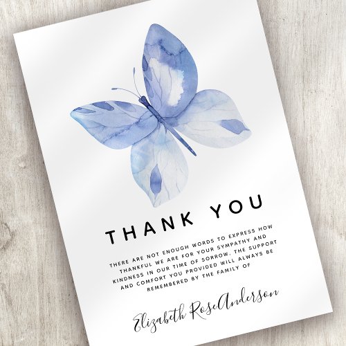 Butterfly Sympathy Funeral Thank You Note Card