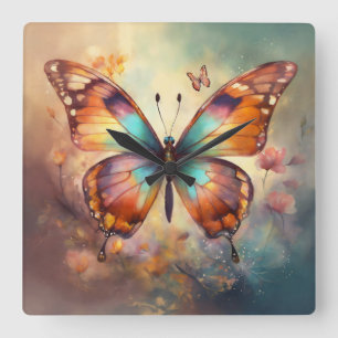 "Butterfly Symphony: Elegant Wall Art & Décor Coll Square Wall Clock