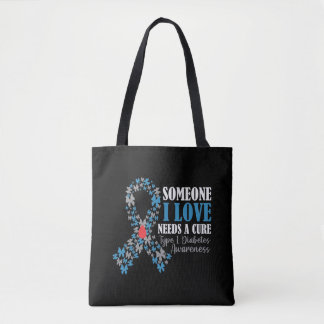 Butterfly T1D Diabetes Awareness Diabetic Support Tote Bag