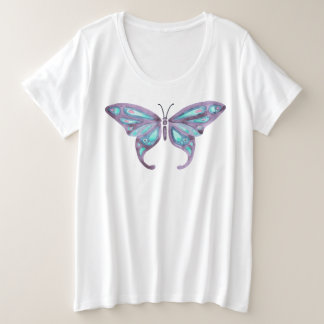 Butterfly T-Shirt, Lavender & Teal Plus Size Plus Size T-Shirt