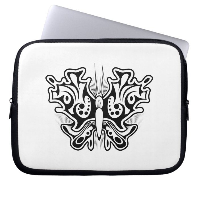 Butterfly Tattoo Black and White Laptop Computer Sleeves