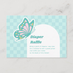 Butterfly Teal Diaper Raffle Baby Shower Enclosure Card